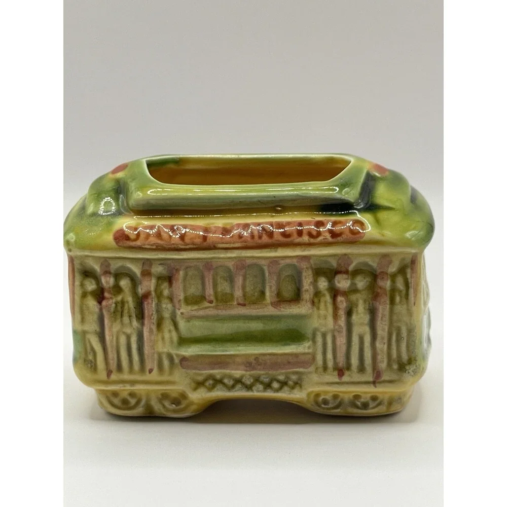 Toothpick Holder San Francisco Trolley CarMulti Color Vtg SNCO Imports‎ Japan 2
